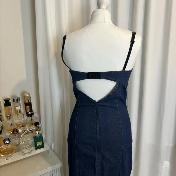 Y2K Dolce & Gabbana Denim Dress with Lace Trim 44IT